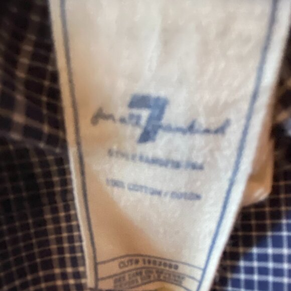 7 For All Mankind Shirt Size Small Long Sleeve Blue Plaid Button Up - Picture 6 of 6